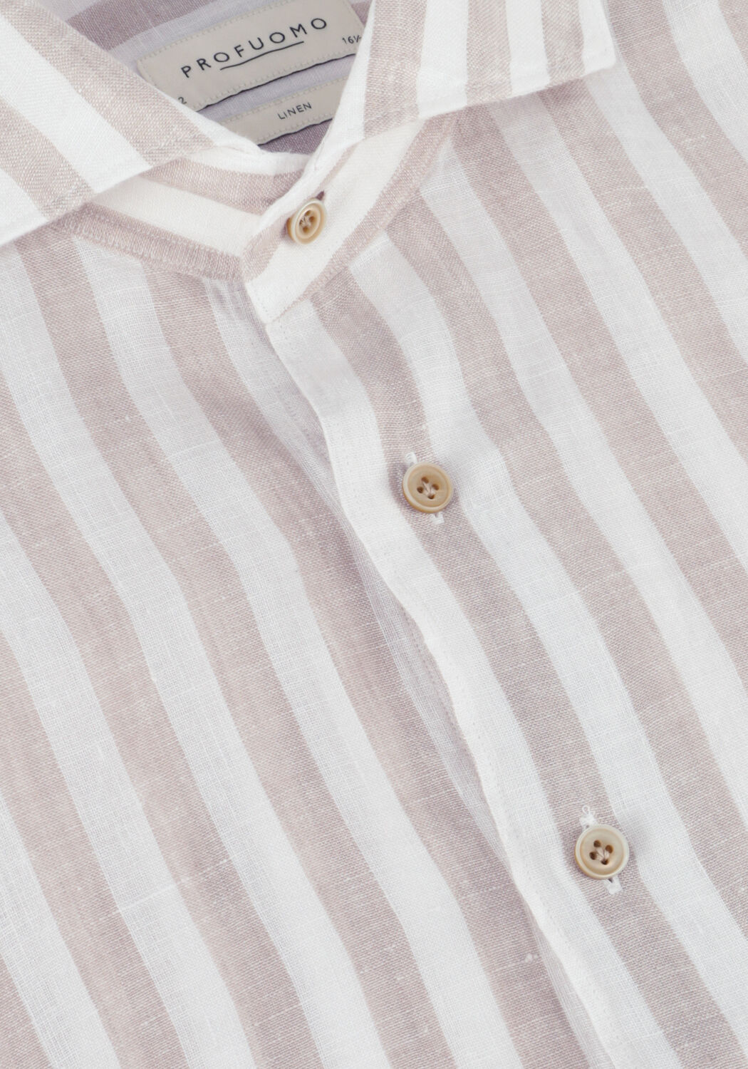 Witte PROFUOMO Klassiek overhemd SHIRT X-CUTAWAY LINEN - large