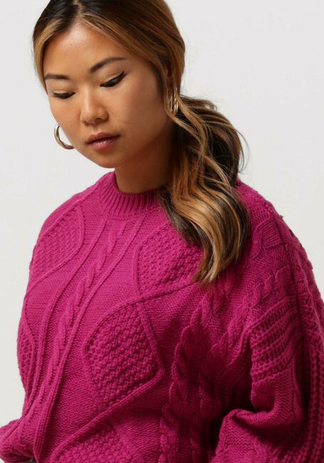 COLOURFUL REBEL Pull OLIVIA CABLE KNITWEAR SWEATER en rose - large