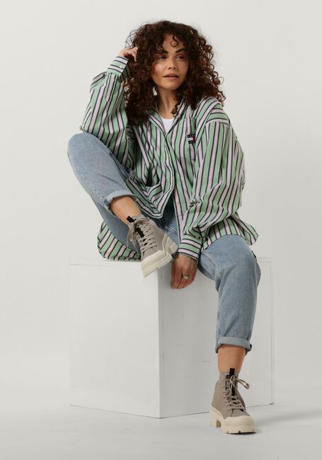 Groene TOMMY JEANS  TJW ULTRA OVERSIZED STRIPE SHIRT - large