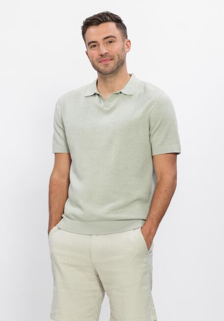 SELECTED MEN Polo SLHMATTIS SS KNIT SUN OPEN POLO en vert - large