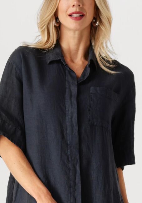 Donkerblauwe BY-BAR Midi jurk BRUNO LINNEN DRESS - large