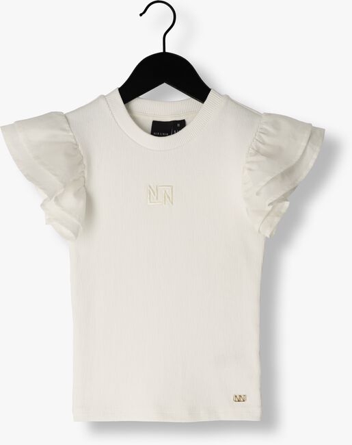 NIK & NIK T-shirt VOLANT SLEEVE RIB T-SHIRT en blanc - large