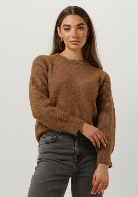 SELECTED FEMME Pull SLFRENA LS KNIT O-NECK CAMP en marron - large