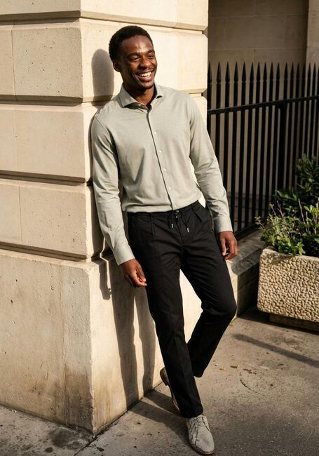 Grijze PROFUOMO Klassiek overhemd SHIRT X-CUTAWAY JAPANESE KNITTED - large