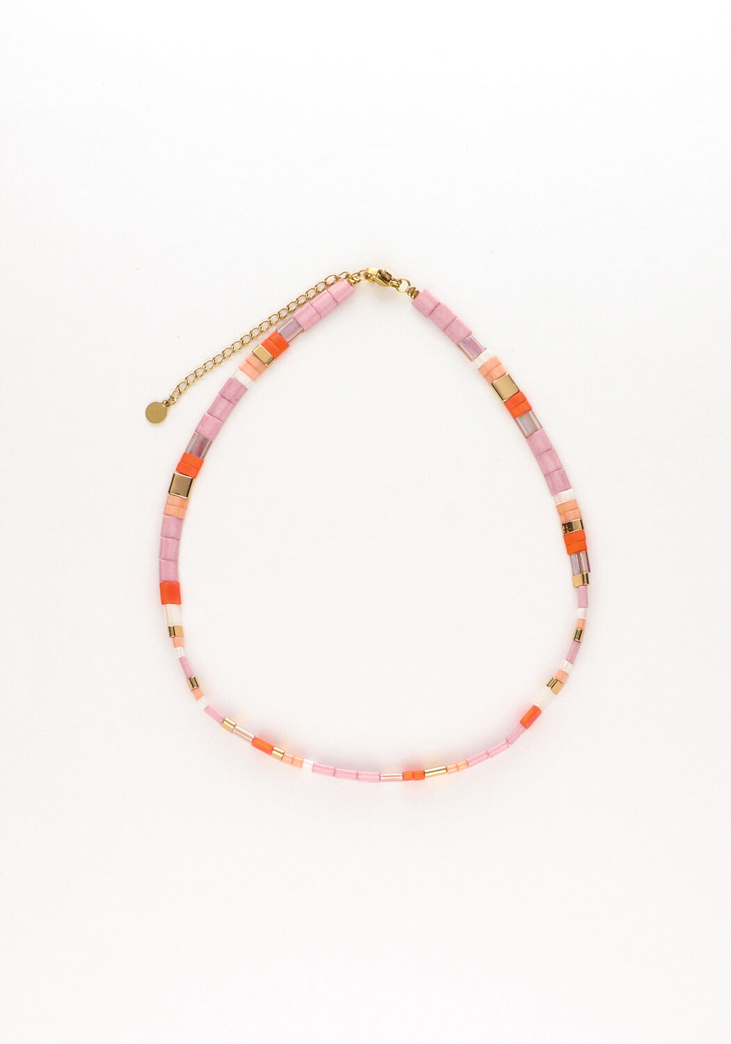 Roze NOTRE-V Sieraad KETTING PLATTE KRAAL - medium