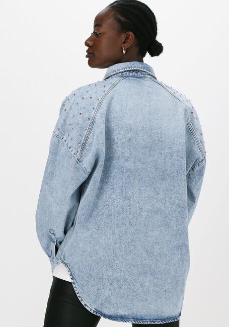Blauwe COLOURFUL REBEL  TEDDY RINESTONES DENIMBLOUSE - large