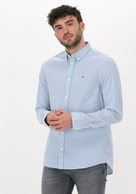 Blauwe TOMMY JEANS Casual overhemd TJM CASUAL STRIPE SHIRT - large