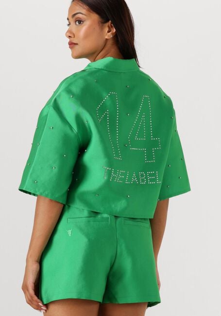 Groene ALIX THE LABEL  LADIES WOVEN EMBELLISHED SATIN BLOUSE - large