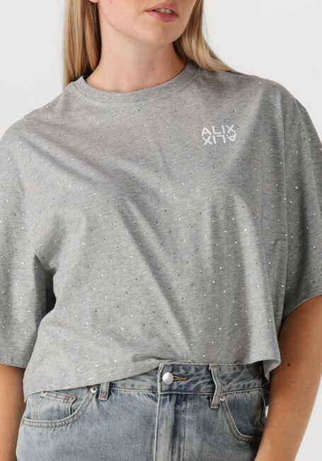 Grijze ALIX THE LABEL  LADIES KNITTED STUDDED T-SHIRTS - large