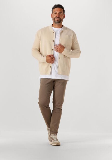 Beige SELECTED MEN Vest SLHMIKE LIGHT LS KNIT RELAXED POLO CARDIGAN - large