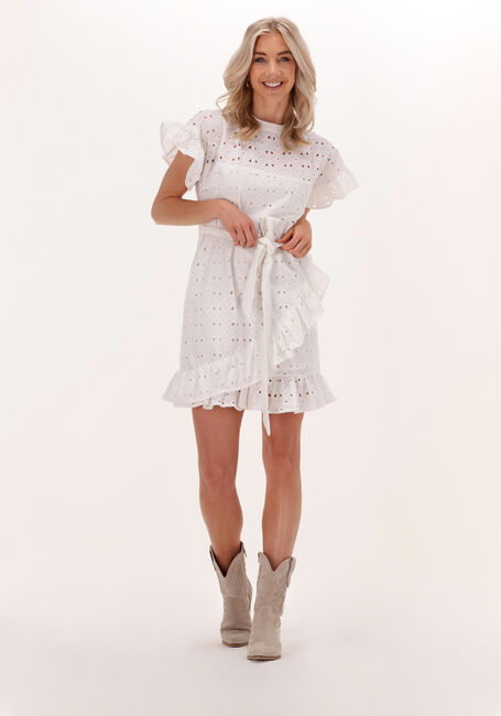 Witte COLOURFUL REBEL Mini jurk JAGGER BRODERIE ANGLAISE RUFFLE MINI DRESS - large
