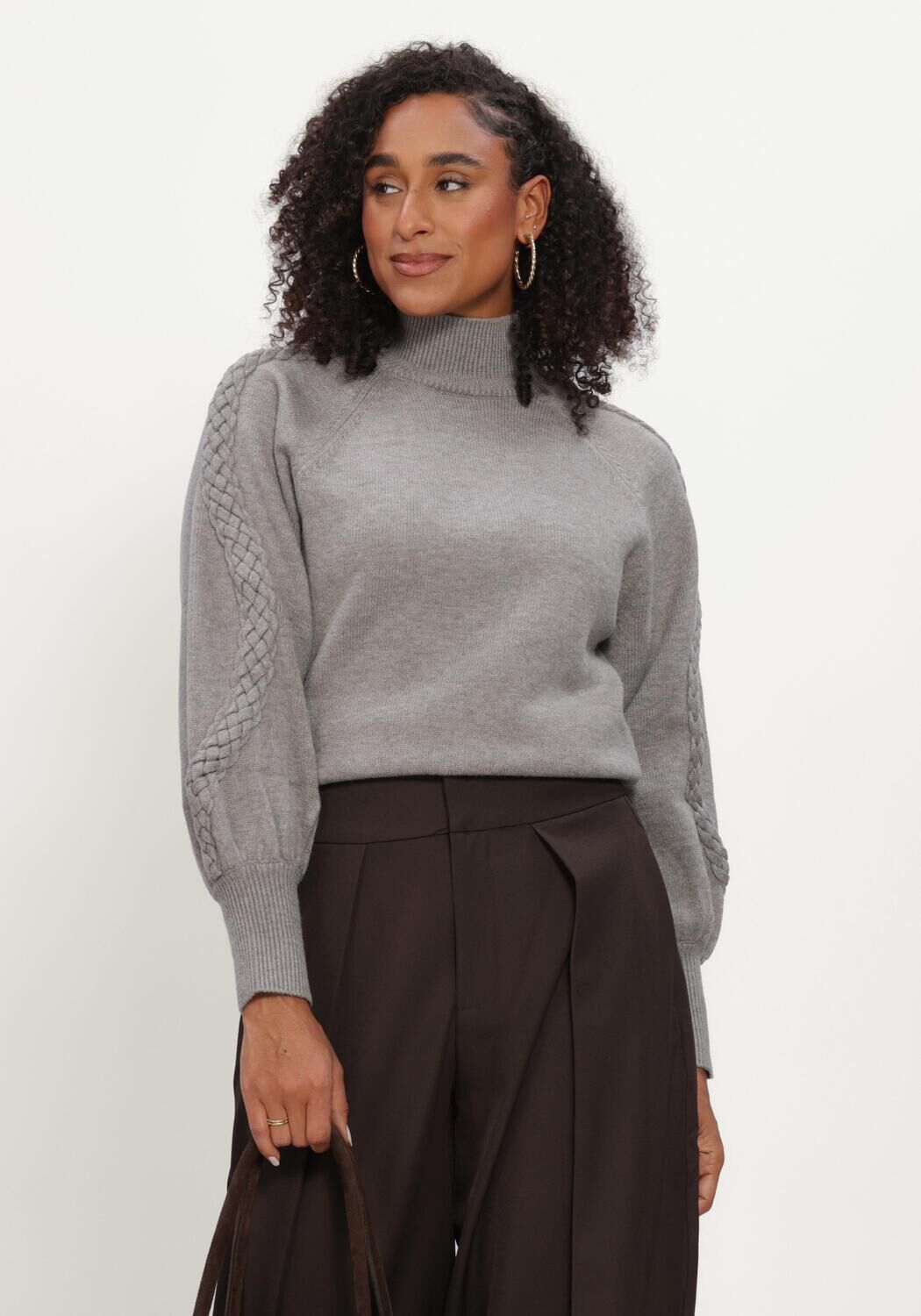 MINUS Pull MSVERA HIGH NECK KNIT PULLOVER en gris - large