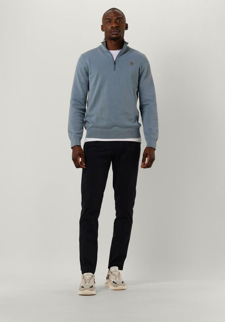 Lichtblauwe PS PAUL SMITH Trui MENS SWEATER HALF ZIP ZEB BAD - large