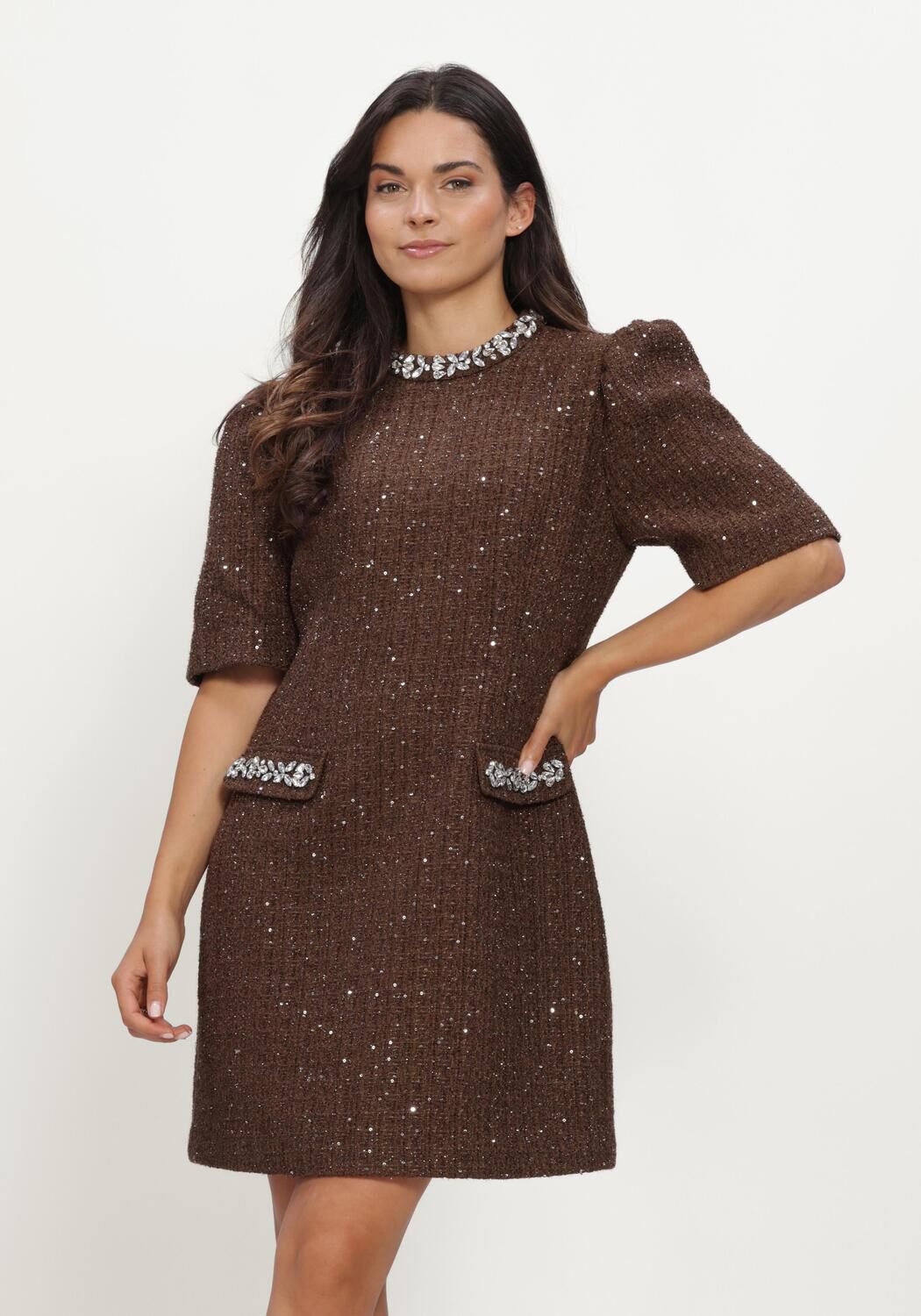 LINA LOCCHI Mini robe LL-BELINE en marron - large