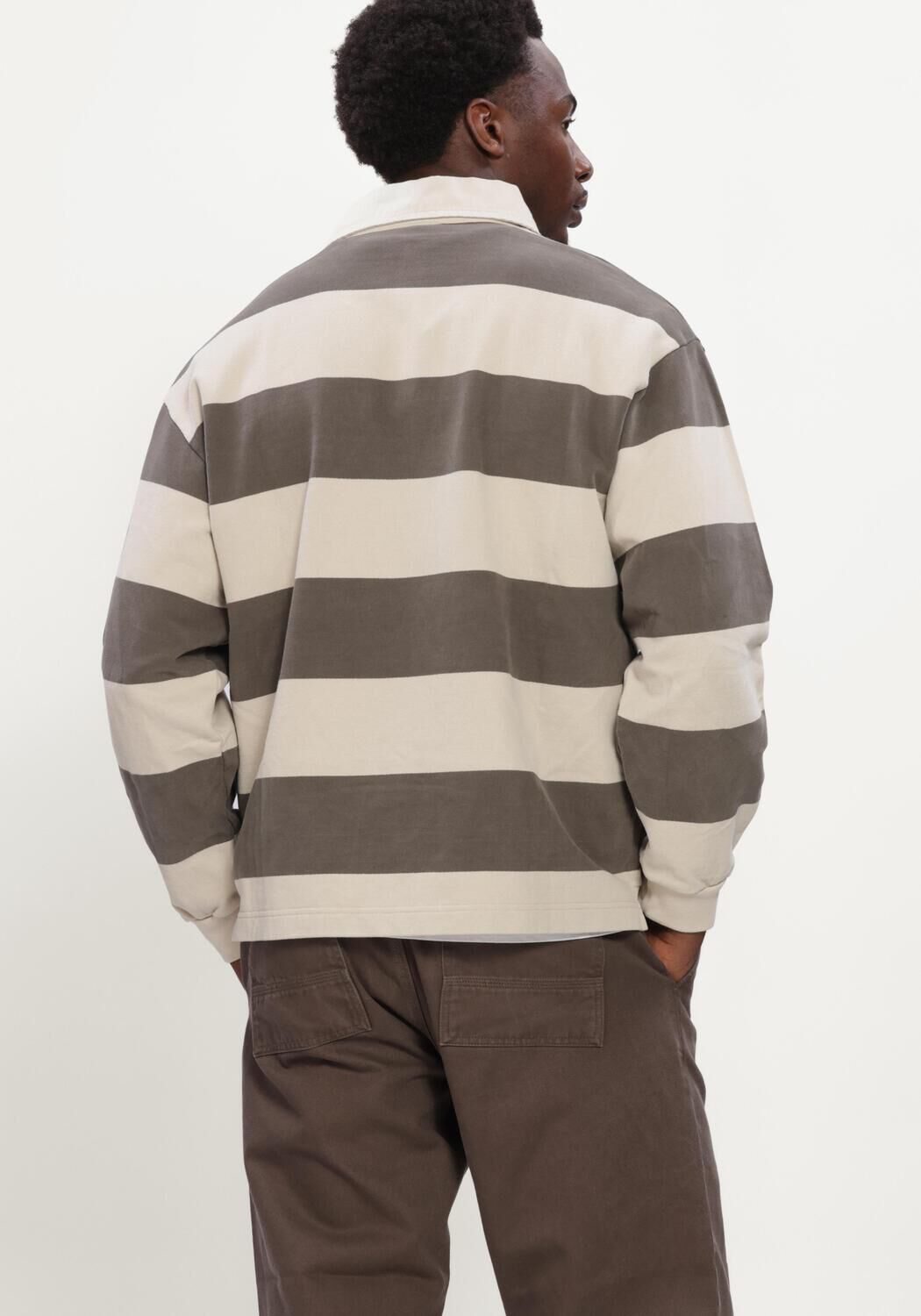 FOR&Eacute;T Polo MATCH RUGBY SWEATSHIRT WOOD STRIPE en marron - large