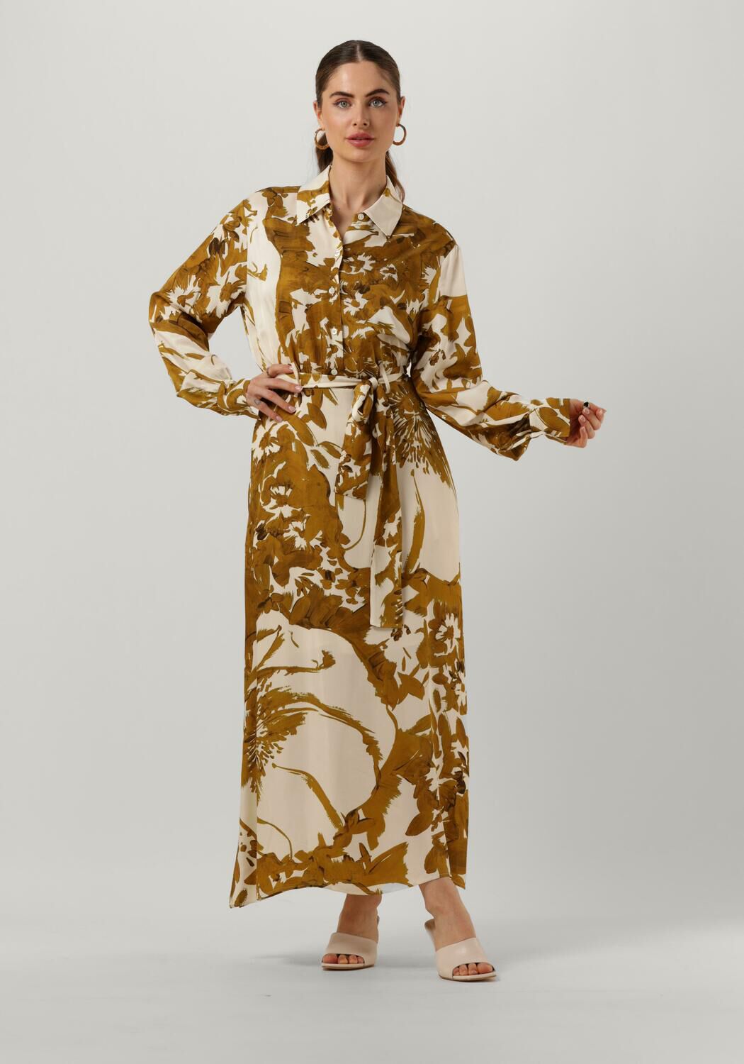 Gouden VANILIA Maxi jurk PRINTED DRESS Omoda
