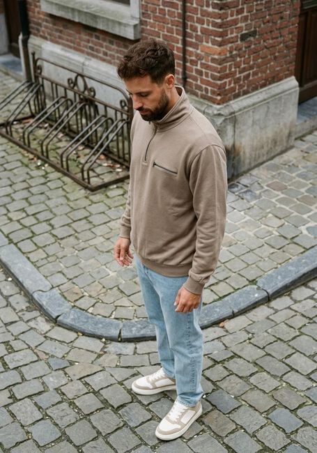 Taupe FOR&Eacute;T Sweater LOG HALF ZIP SWEATSHIRT - large