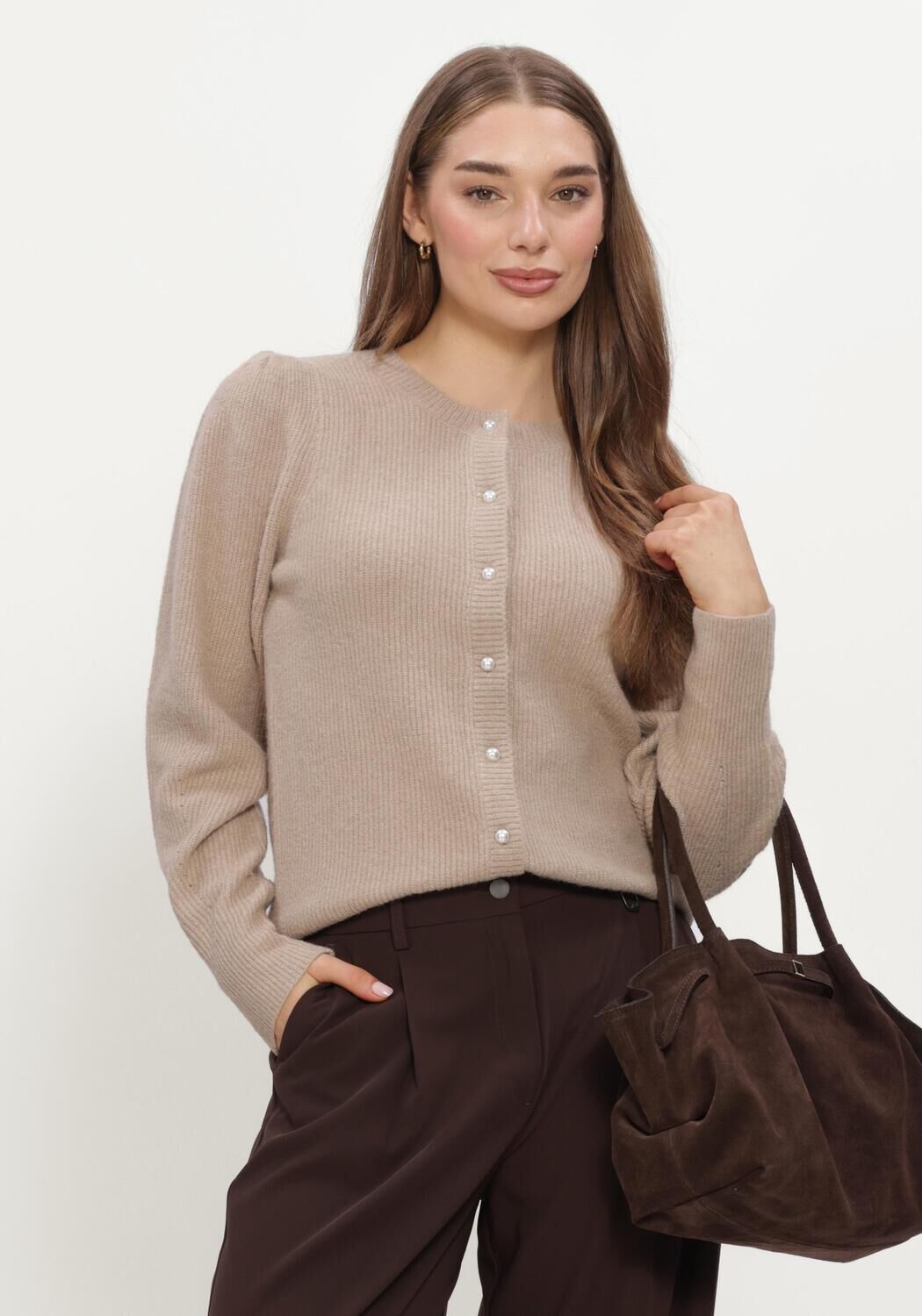 Beige NEO NOIR Trui NUNA KNIT CARDIGAN - large