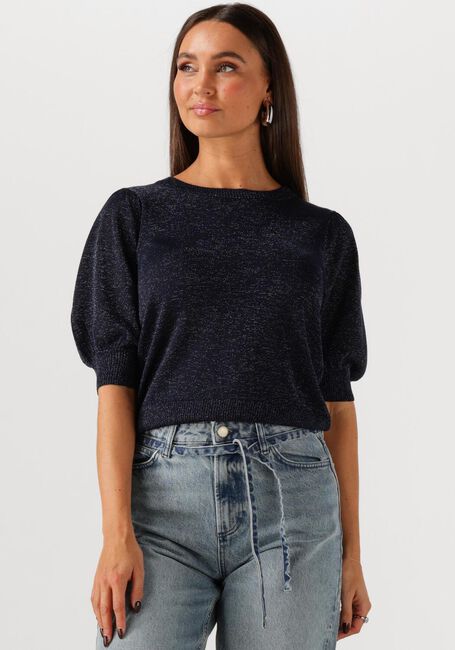 MINUS Pull LIVA PUFF SLEEVE METALLIC KNIT PULLOVER Bleu foncé - large