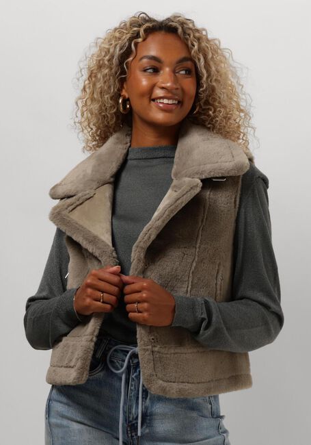 MINUS Gilet PAT FAUX FUR VEST en taupe - large