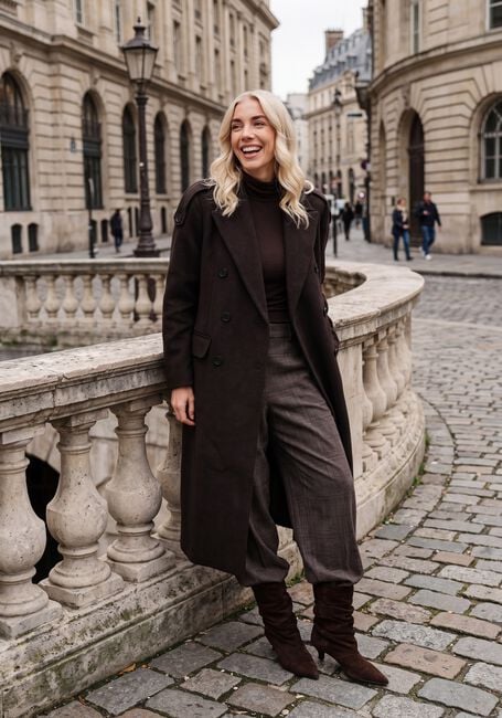HAUTE L'AMITI&Eacute; Manteau LIDA TAILOR WOOL COAT en marron - large