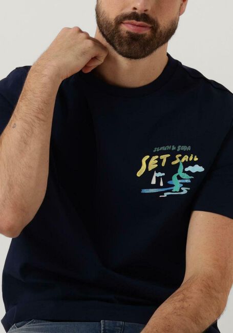 SCOTCH & SODA T-shirt FRONT BACK SAILOR ARTWORK T-SHIRT Bleu fonc&eacute; - large