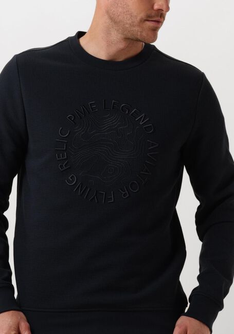 PME LEGEND Pull CREWNECK WAFFLE JERSEY en bleu - large