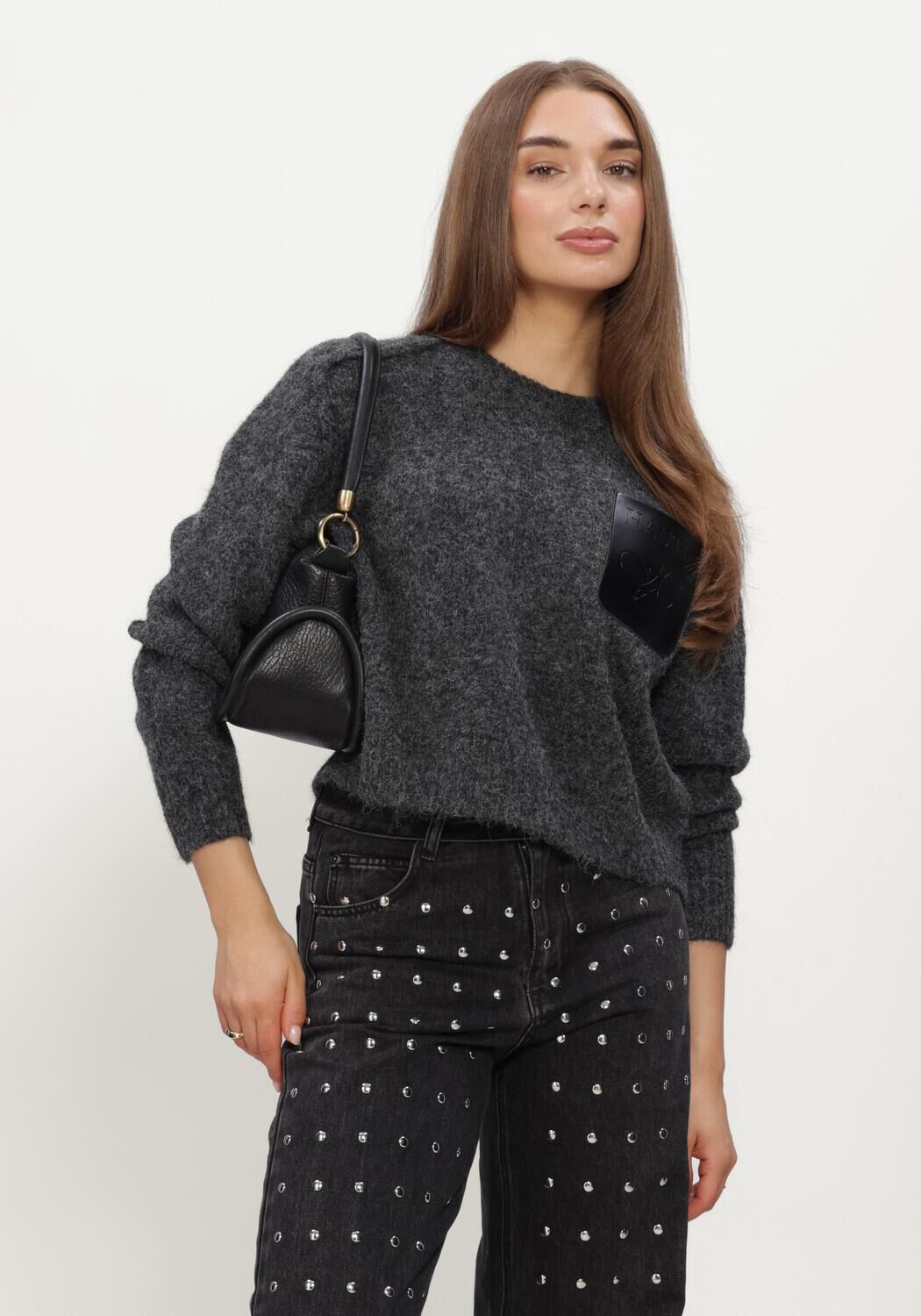 HAUTE L'AMITI&Eacute; Trui DARCIA REVERSE CROP POCKET KNIT - large