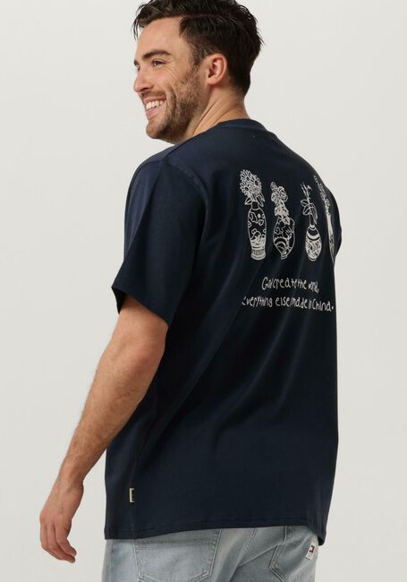 Donkerblauwe WOODBIRD T-shirt WBBAINE VASE TEE - large