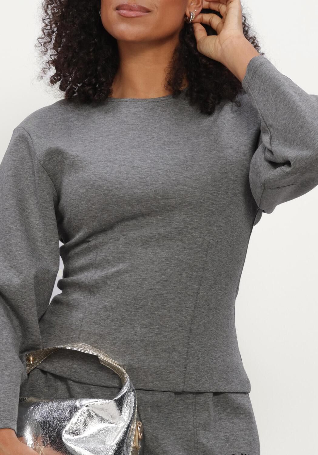 ALIX THE LABEL LADIES KNITTED FITTED BALLOON SLEEVE TOP Hauts & T-shirts en gris - large