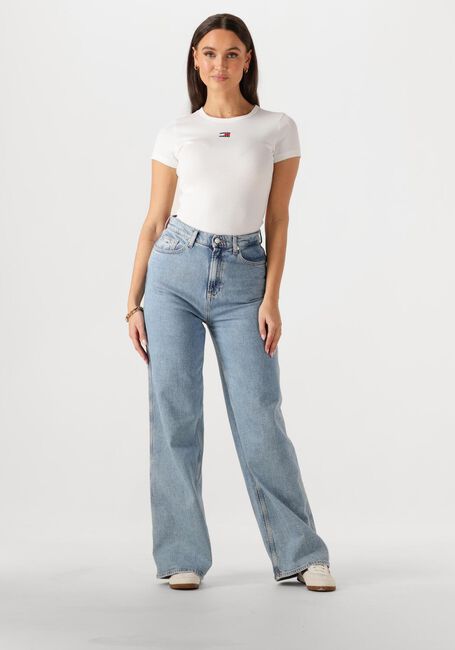 Witte TOMMY JEANS T-shirt TWJ SLIM BADGE RIB TEE - large
