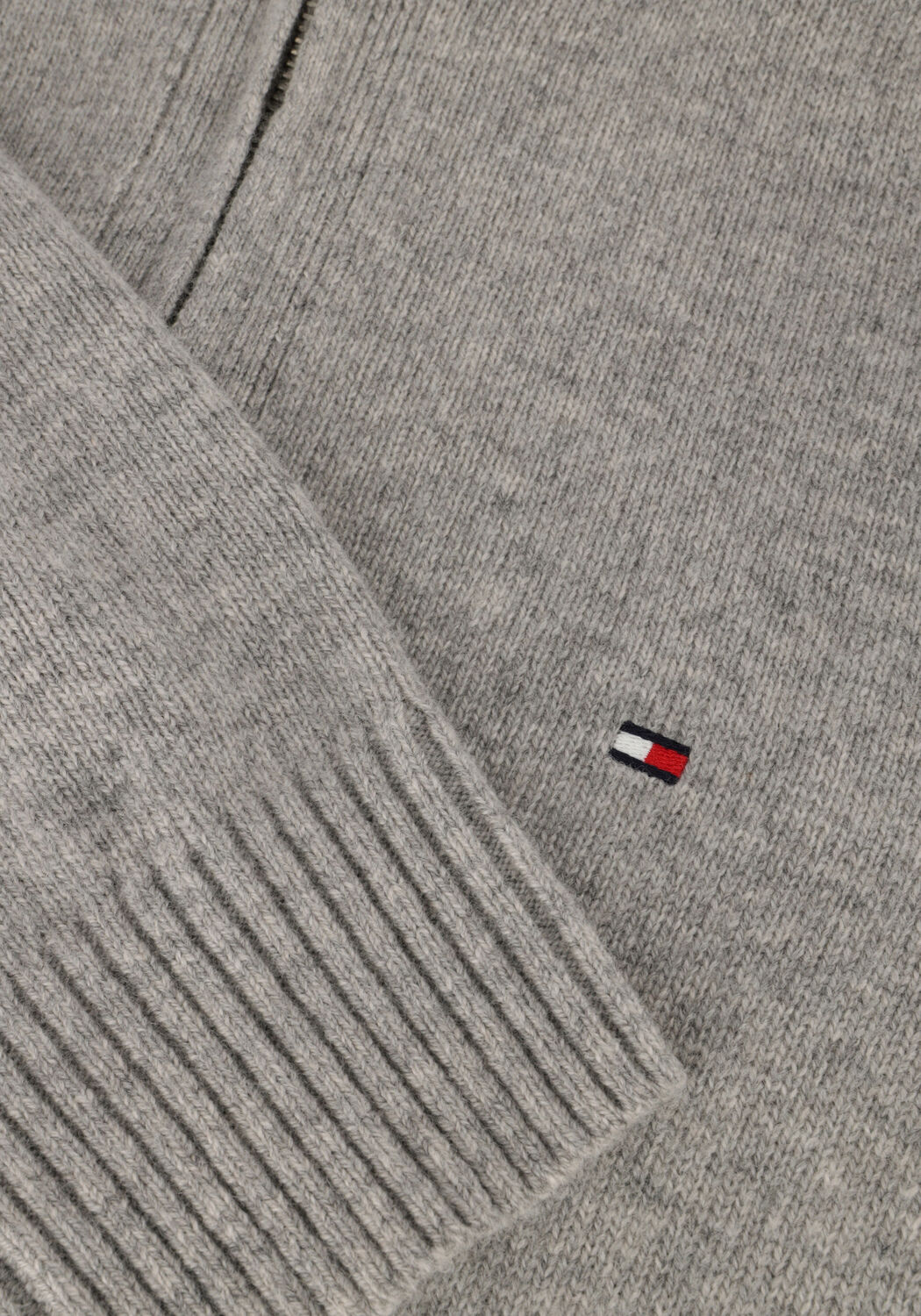 TOMMY HILFIGER Pull LAMBSWOOL ZIP MOCK Gris clair - large