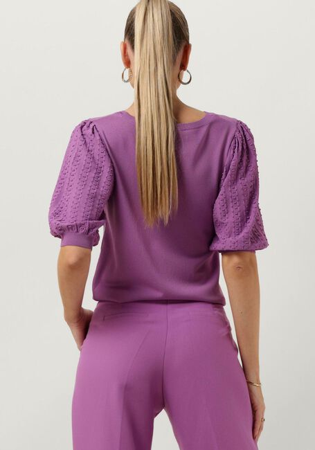 JANSEN AMSTERDAM Haut K136 KNITTED TOP 3/4 PUFFED SLEEVE en violet - large
