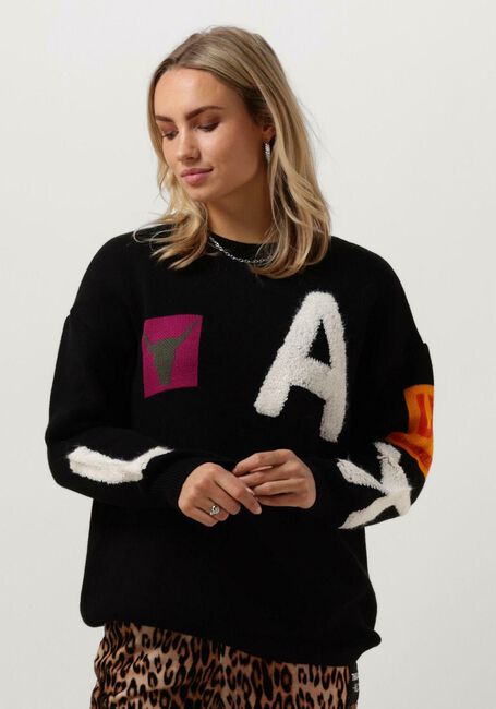 Zwarte ALIX THE LABEL Trui LADIES KNITTED ART WORK PULLOVER - large