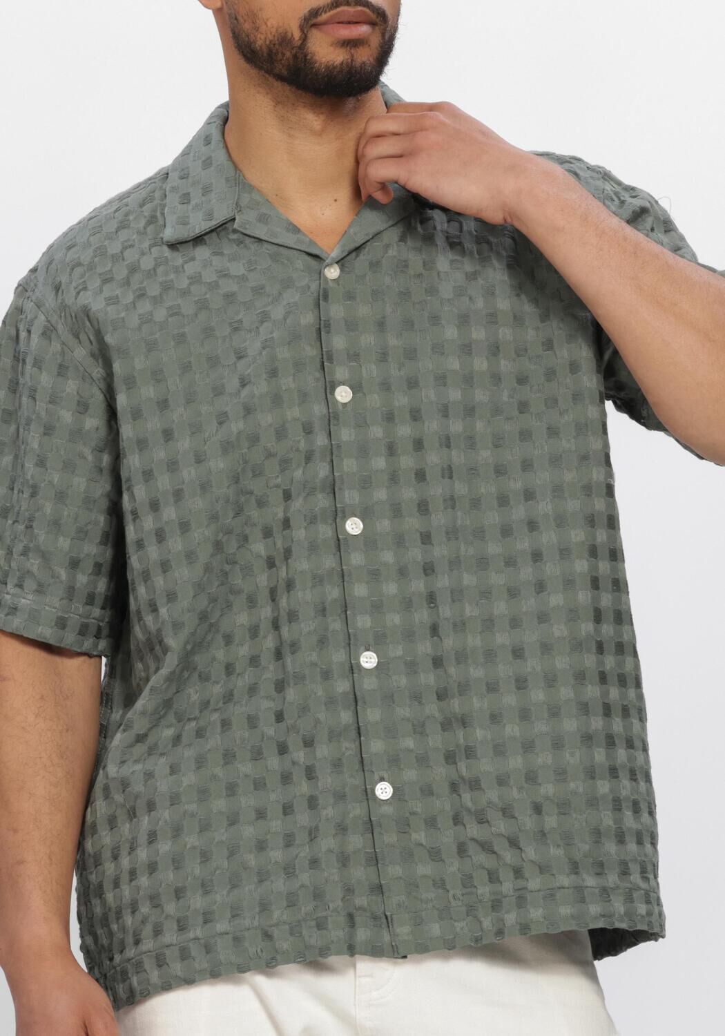Groene SELECTED MEN Overhemden SLHRLXMONTY TEXTURE SS SHIRT - large