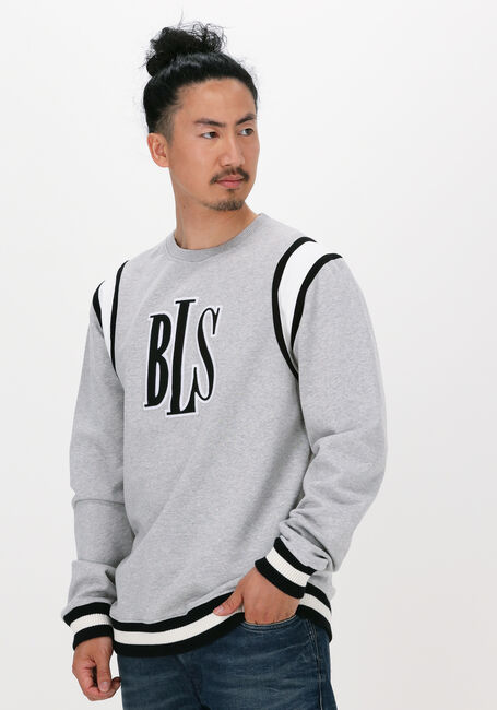 Lichtgrijze BLS HAFNIA Sweater OG LOGO APPLIQUE CREWNECK - large