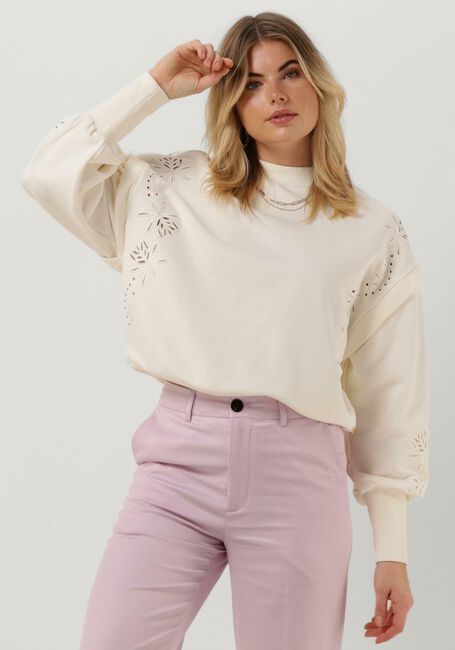 Creme SCOTCH & SODA Sweater PUFF SLEEVE EMBROIDERY SWEATSHIRT - large