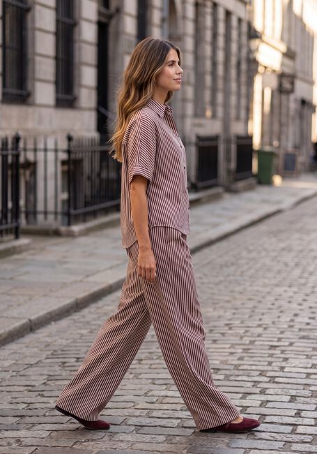 BY-BAR Pantalon large CELIN STRIPE PANTS en beige - large