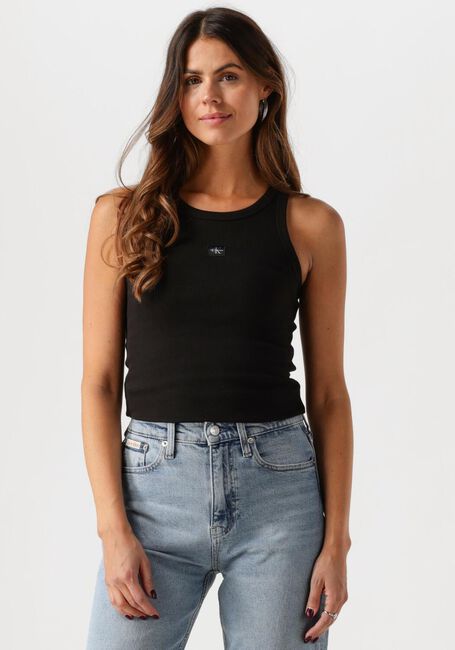 CALVIN KLEIN Haut WOVEN LABEL RIB TANK TOP en noir - large