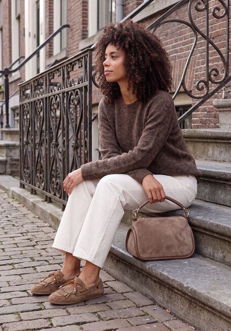 SELECTED WOMEN Pull SLWLULU NEW LS KNIT O-NECK en marron - large