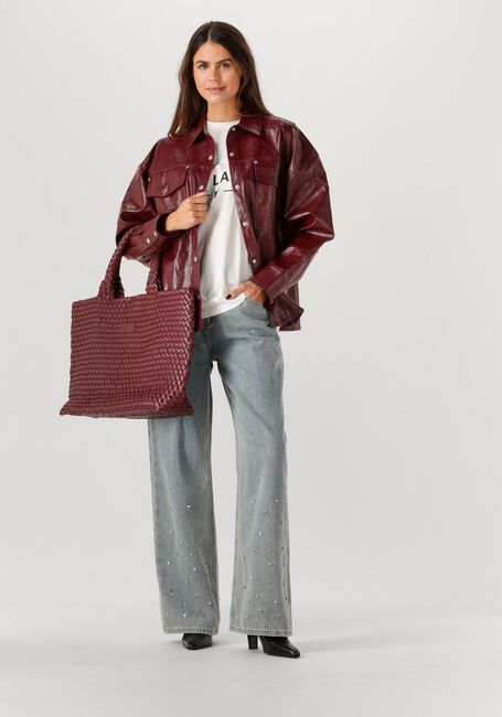 Bordeaux ALIX THE LABEL  FAUX LEATHER BLOUSE - large