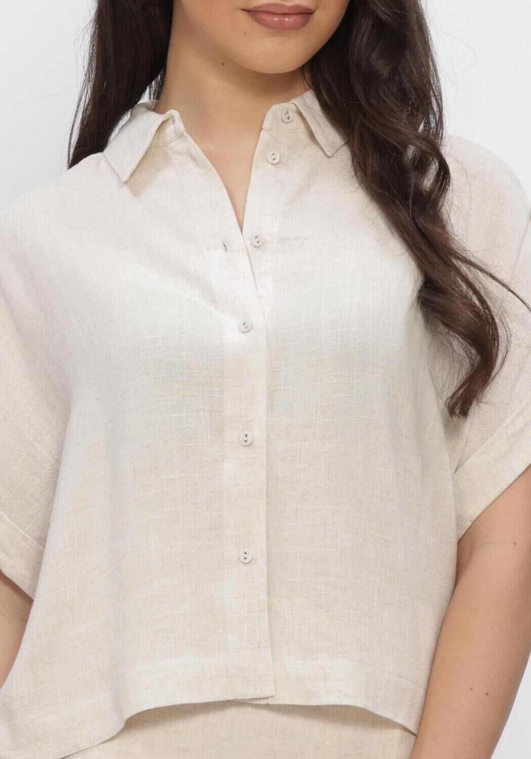 SELECTED WOMEN SLFVIVA SS CROPPED SUN SHIRT Blouses en beige - large