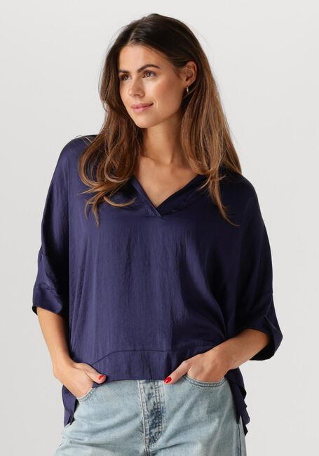 SUMMUM Haut TOP SHORT SLEEVES SILKY TOUCH Bleu foncé - large