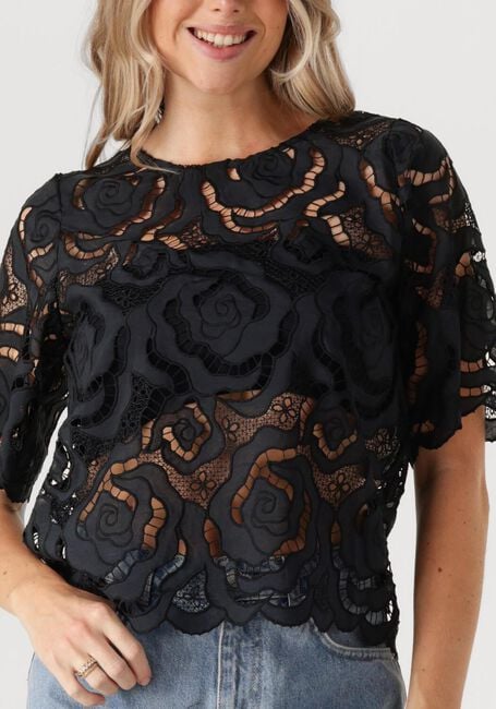 Zwarte NEO NOIR Top TRISHA BIG LACE BLOUSE - large