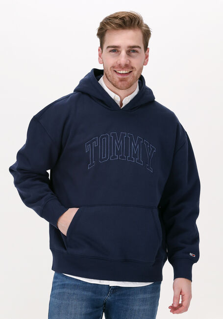 TOMMY JEANS Chandail TJM COLLEGE WASH HOODIE Bleu foncé - large