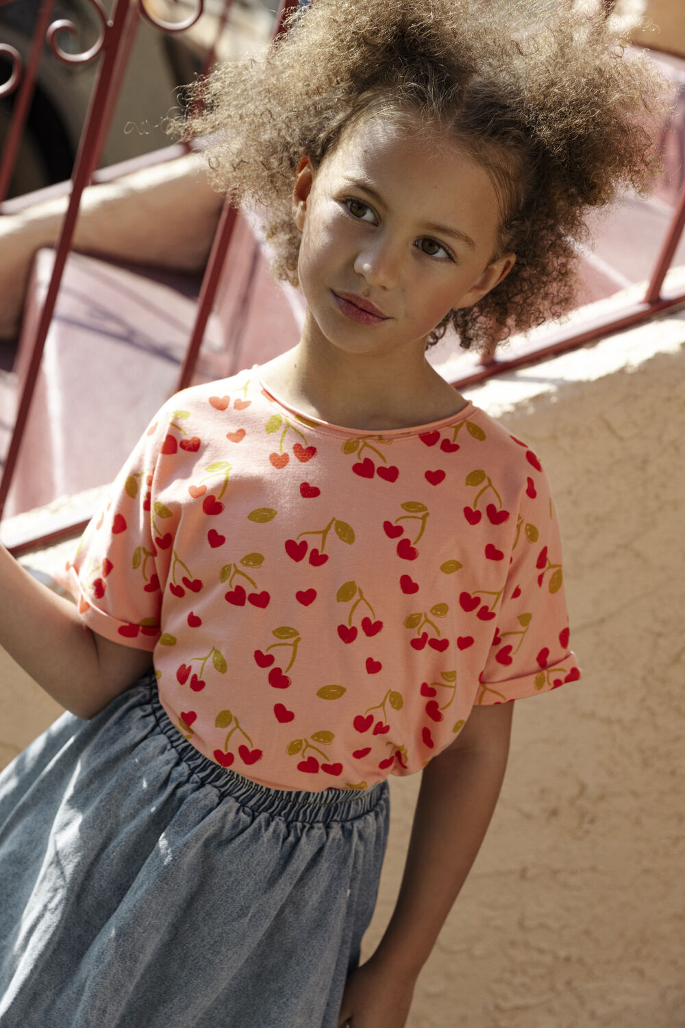 AMMEHOELA T-shirt HIPPIE en rose - large