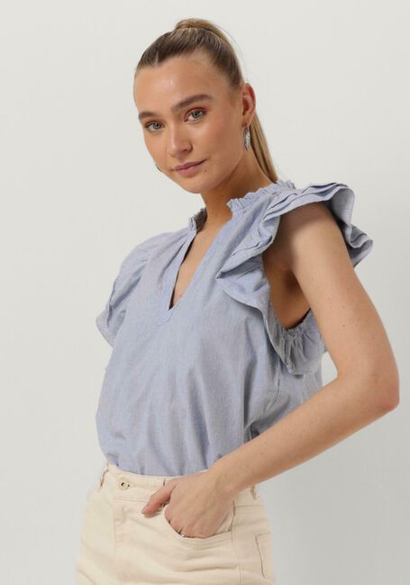 Lichtblauwe BY-BAR Top LILA PIN STRIPE BLOUSE - large