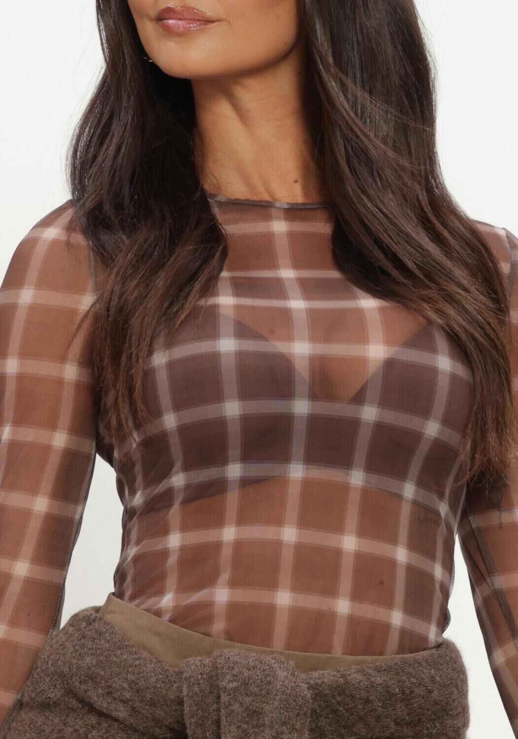 Bruine MINUS Top MSSTEFINE LONG SLEEVE TOP - large