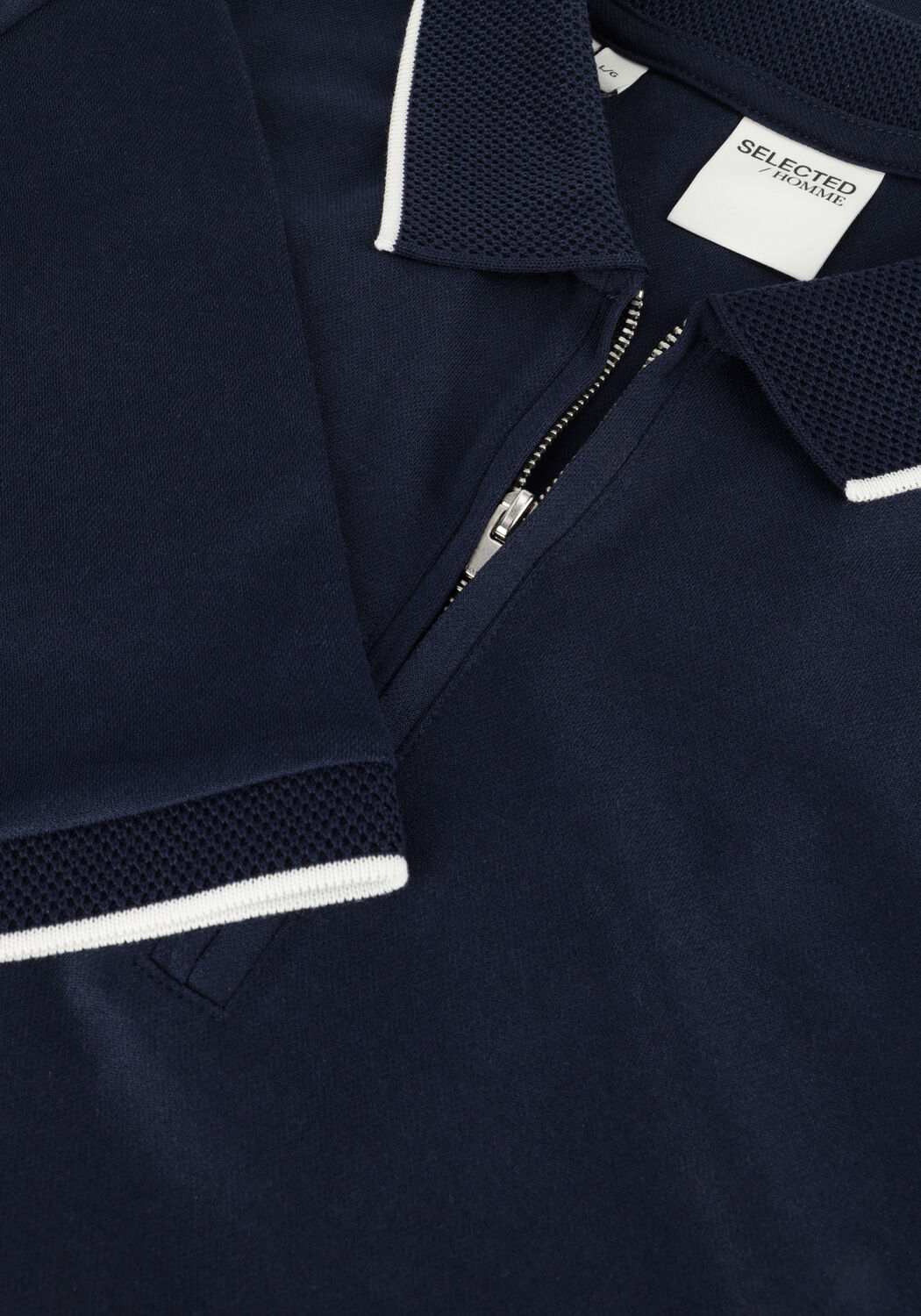 SELECTED MEN Polo SLHFAVE SPORT ZIP SS POLO NOOS Bleu fonc&eacute; - large