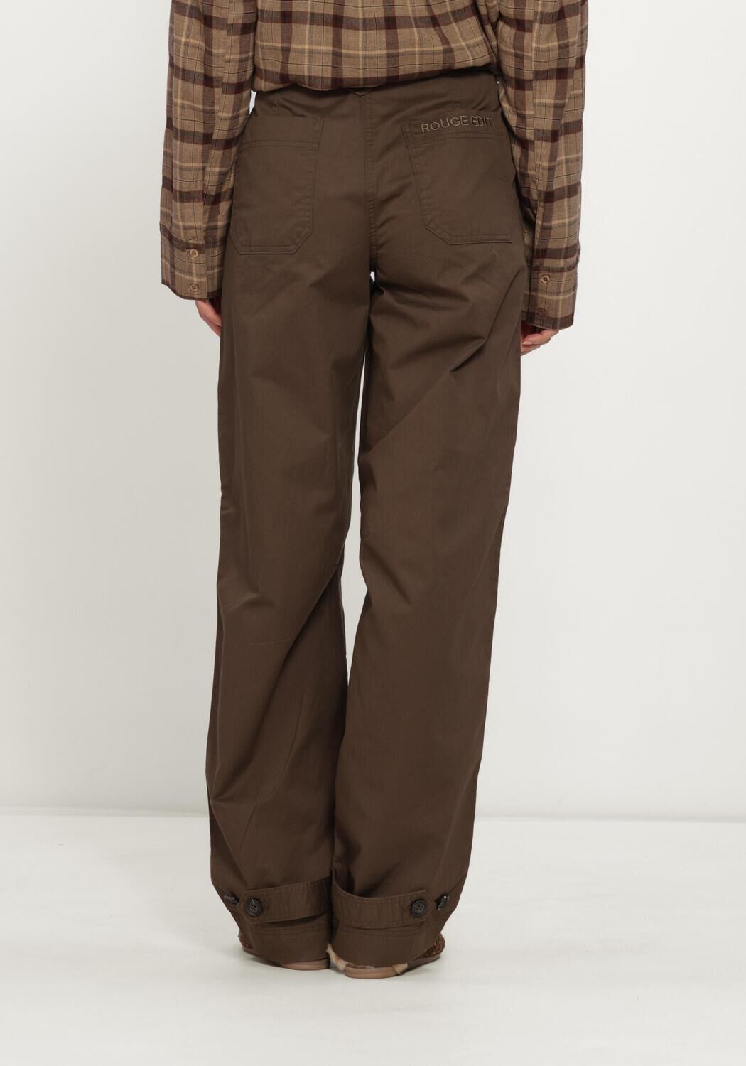 ROUGE EDIT Pantalon large ROUFIONA HW W/F F/L TROUSER en marron - large